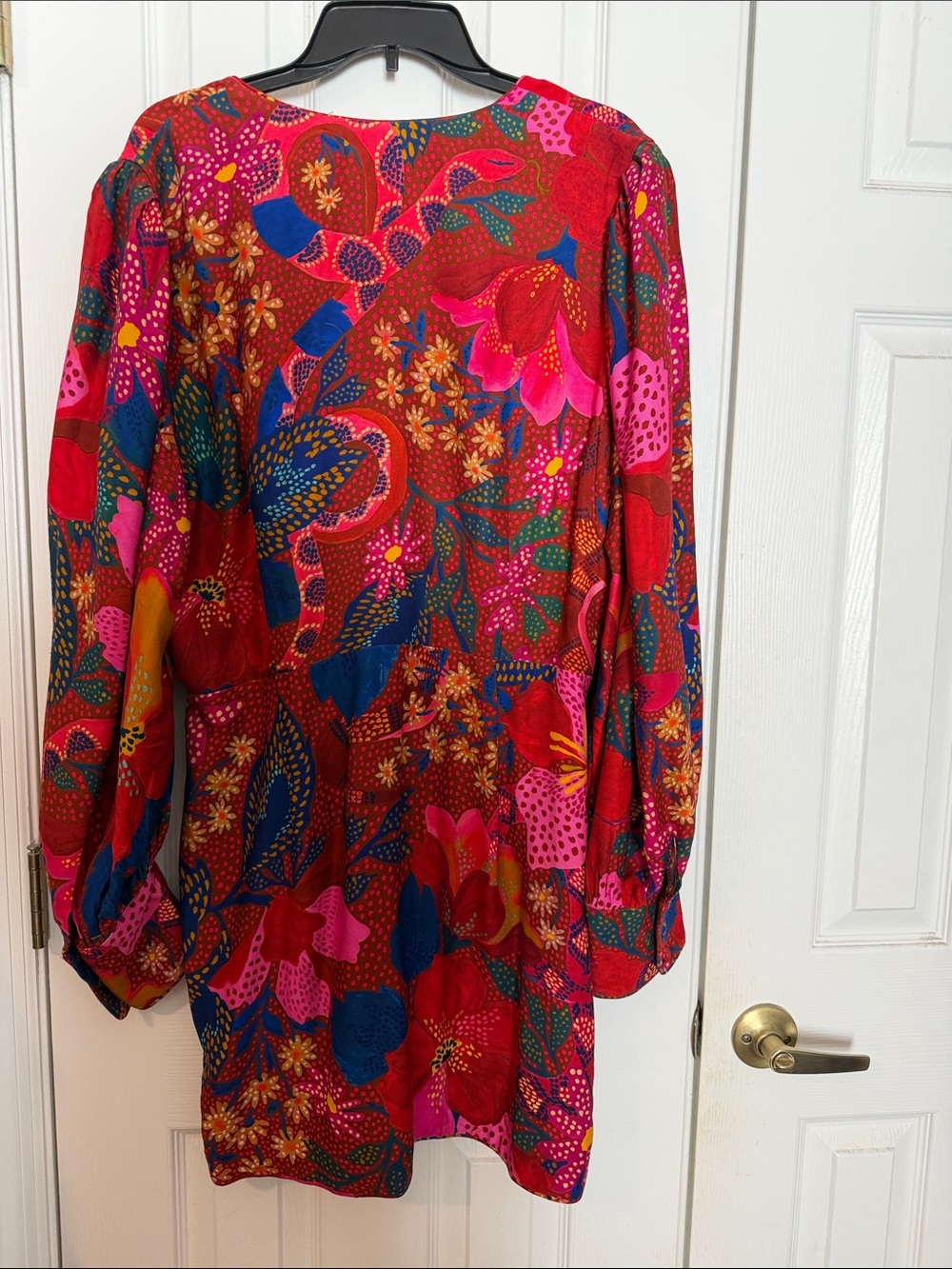 NEW with tags FARM Rio Red Floral-Print Long-Sleeve Mini Dress - Picture 6 of 10